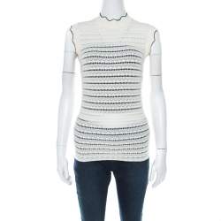 Erdem Cream Pointelle Knit Sleeveless Mariana Top S