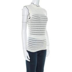 Erdem Cream Pointelle Knit Sleeveless Mariana Top S