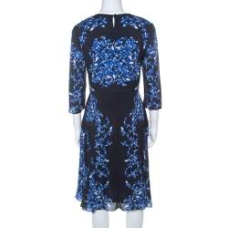 Erdem Navy Blue Lillie Printed Silk Crepe Dress M 