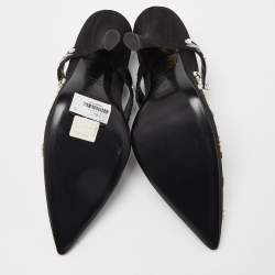 Erdem Black Fabric Crystals Embellished Strap Pumps Size 40