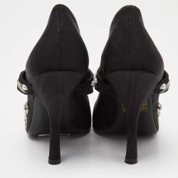 Erdem Black Fabric Crystals Embellished Strap Pumps Size 40