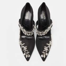 Erdem Black Fabric Crystals Embellished Strap Pumps Size 40