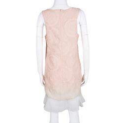 Ermanno Scervino Peach Ombre Embossed Jacquard Ruffled Bottom Sleeveless Dress M