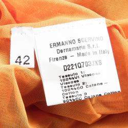 Ermanno Scervino Orange Lace Insert Cowl Neck Detail Sleeveless Dress M