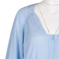 Ermanno Scervino Powder Blue Silk Pintuck Detail Long Sleeve Tunic M