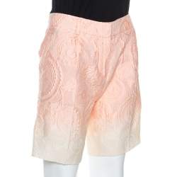 Ermanno Scervino Peach Jacquard Cotton Silk Ombre Bermuda Shorts S