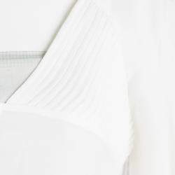 Ermanno Scervino Off White Silk Pintucked Detail Long Sleeve Tunic S