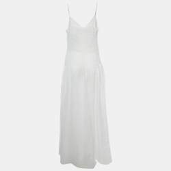 Pre Owned Ermanno Scervino White Silk Tiered Semi Sheer Maxi Dress M