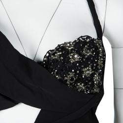 Pre Owned Ermanno Scervino Black Embellished Cutout Detail Backless Halter Gown M 