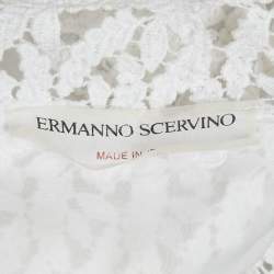 Pre Owned Ermanno Scervino White Lace Detail Cotton Maxi Dress M