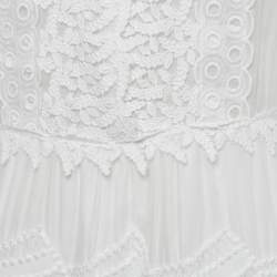 Pre Owned Ermanno Scervino White Lace Detail Cotton Maxi Dress M