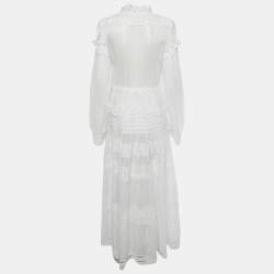 Pre Owned Ermanno Scervino White Lace Detail Cotton Maxi Dress M