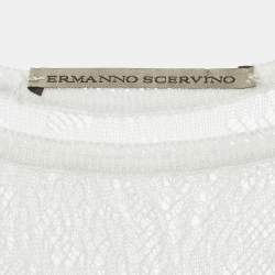 Pre Owned Ermanno Scervino White Lace Sleeveless Mini Dress S