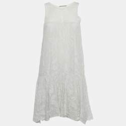Pre Owned Ermanno Scervino White Lace Sleeveless Mini Dress S