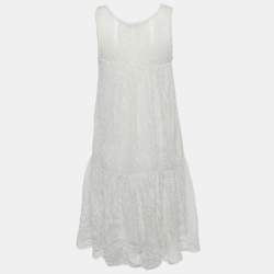 Pre Owned Ermanno Scervino White Lace Sleeveless Mini Dress S