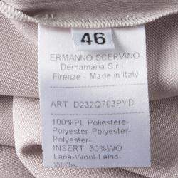 Ermanno Scervino Beige Contrast Lace Neck Trim Detail Long Sleeve Dress L