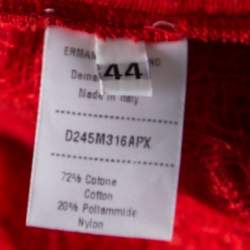 Ermanno Scervino Red Lace Paneled V Neck Sweater M