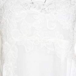 Ermanno Scervino White Floral Embroidered Lace Overlay Long Sleeve Ramie Dress M