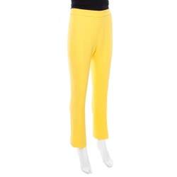 Ermanno Scervino Yellow Wool Crepe High Waist Trousers M
