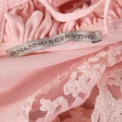 Ermanno Scervino Pink Sorbet Silk Floral Lace Trim Sleeveless Top M