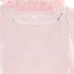 Ermanno Scervino Pink Sorbet Silk Floral Lace Trim Sleeveless Top M