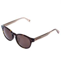 Pre Owned Ermenegildo Zegna Gold/Brown Tortoise Lens Oval Sunglasses