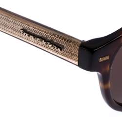 Pre Owned Ermenegildo Zegna Gold/Brown Tortoise Lens Oval Sunglasses