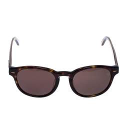 Pre Owned Ermenegildo Zegna Gold/Brown Tortoise Lens Oval Sunglasses