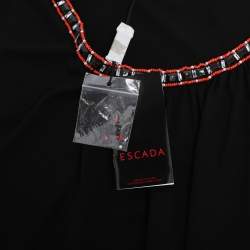 Pre Owned Escada Black Jersey Beads Embellished Sleeveless Tops XL