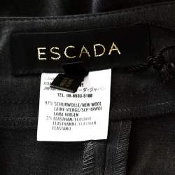 Escada Grey Stretch Wool High Waist Wide Leg Trousers M