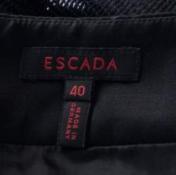 Pre Owned Escada Metallic Black Satin Trim Tailored Skirt L