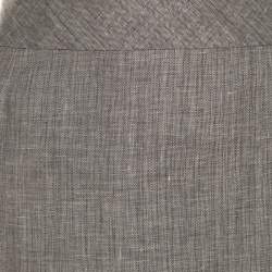 Pre Owned Escada Grey Linen and Wool Front Slit Detail Pencil Skirt L