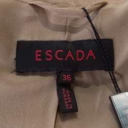 Escada Beige Silk Satin Gold Button Detail Tailored Blazer M