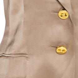 Escada Beige Silk Satin Gold Button Detail Tailored Blazer M