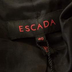 Escada Metallic Black Satin Trim Tailored Blazer L