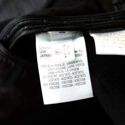 Pre Owned Escada Black Coated Wool Flounce Sleeve Zip Front Long Coat M