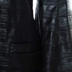 Pre Owned Escada Black Coated Wool Flounce Sleeve Zip Front Long Coat M