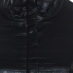 Pre Owned Escada Black Coated Wool Flounce Sleeve Zip Front Long Coat M