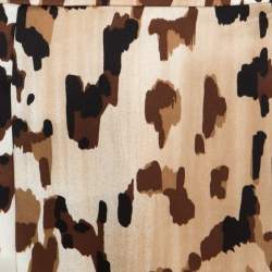 Escada Brown Abstract Camouflage Printed Silk Satin Skirt M 
