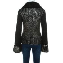 Escada Green Foil Printed Mohair Blend Turtleneck Sweater M