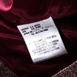 Pre Owned Escada Burgundy Herringbone Wool and Silk Knotted Leather Belt Detail Skirt M