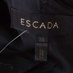 Escada Black Crepe Wool Embroidered Cuff Trim Button Front Blazer L