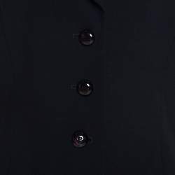 Escada Black Crepe Wool Embroidered Cuff Trim Button Front Blazer L