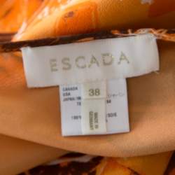 Escada Orange Abstract Print Silk Georgette A Line Skirt L