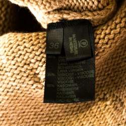 Pre Owned Escada Camel Brown Cashmere Wool Roll Neck Fringed Pullover M