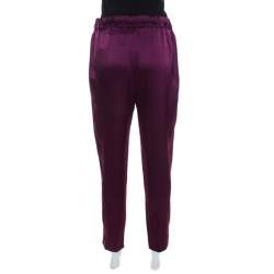 Pre Owned Escada Amethyste Purple Satin Relaxed Toskana Pants M