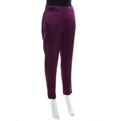 Pre Owned Escada Amethyste Purple Satin Relaxed Toskana Pants M