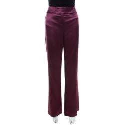 Escada Purple Silk Wide Leg Hose Trousers L
