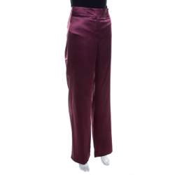 Escada Purple Silk Wide Leg Hose Trousers L