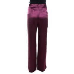 Escada Purple Silk Wide Leg Hose Trousers L